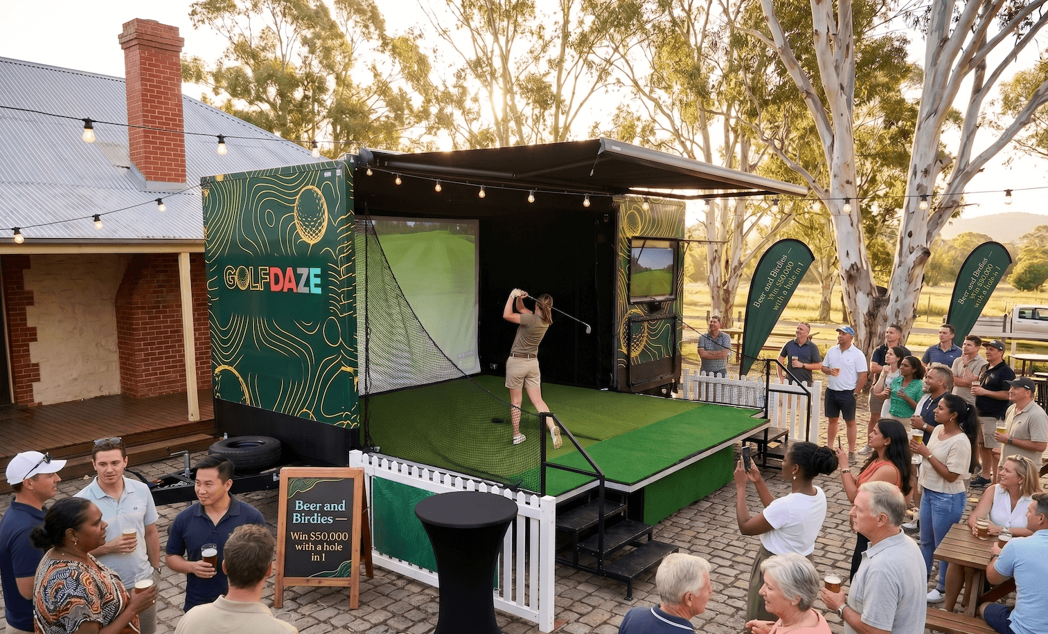The Golf Daze van set up outside a venue