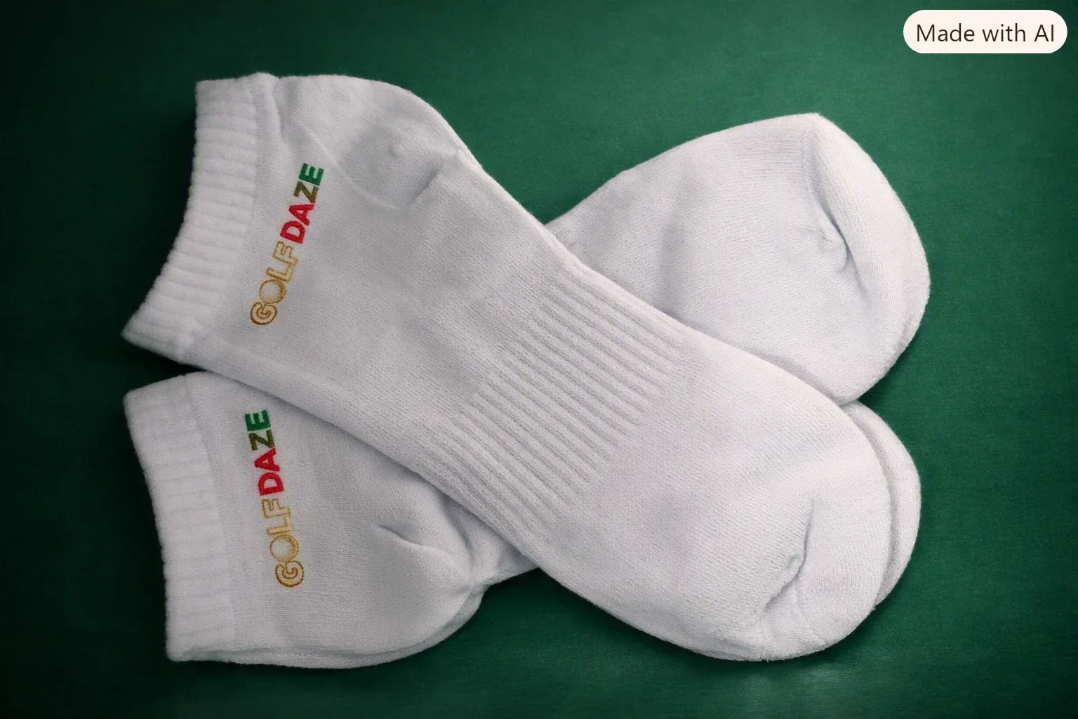 Golf Daze white ankle socks with embroidered logo