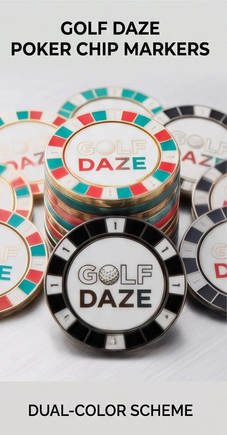 Golf Daze poker chip ball markers in dual-colour schemes