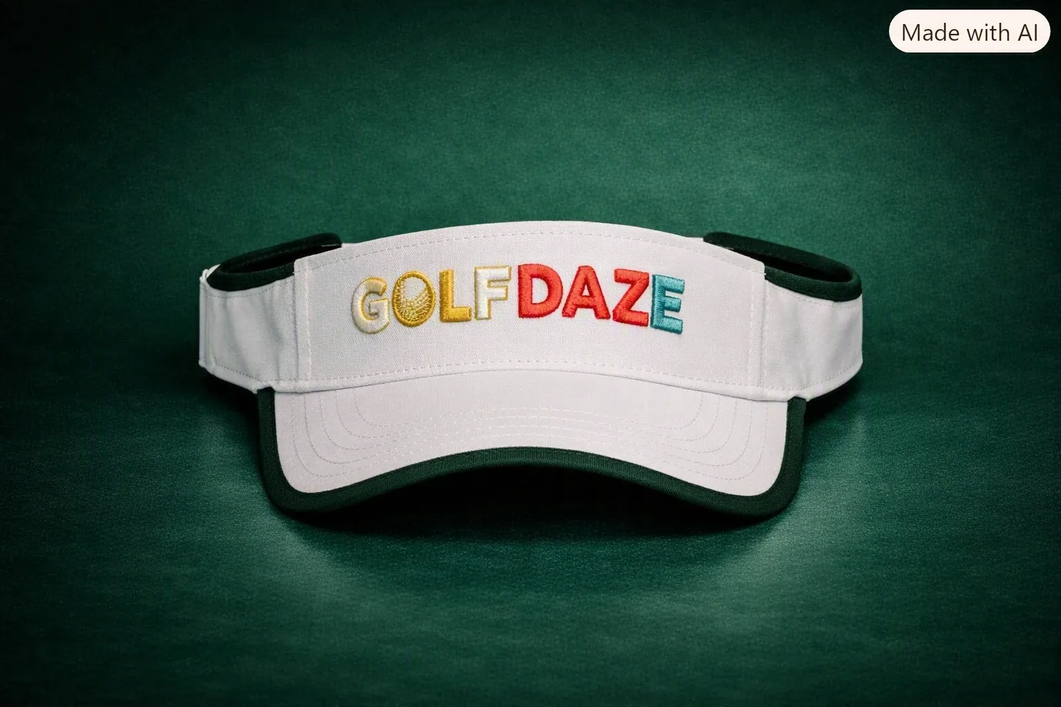 Golf Daze visor in white with green trim