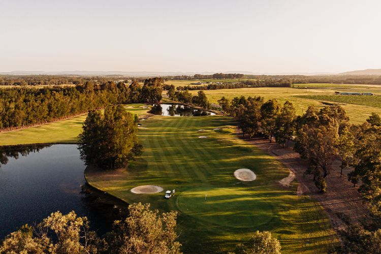 Aerial view of a golf course in the Hunter Valley