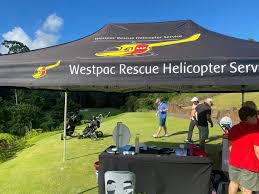 Westpac Rescue Helicopter Service marquee at a golf event